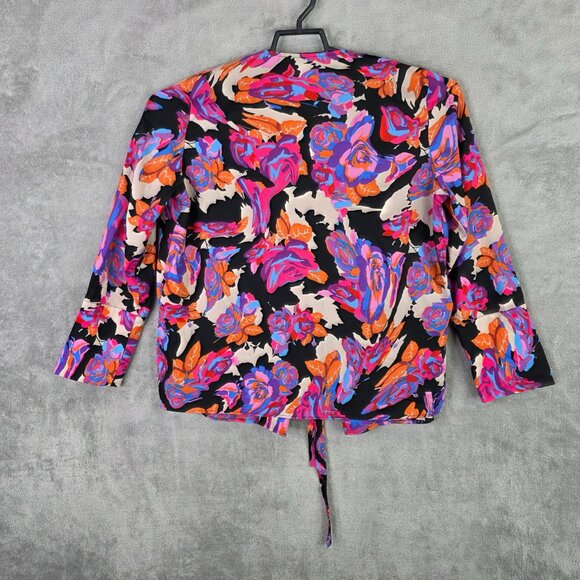 Womens Topshop Multicolor Floral Tie-Front Blazer Jacket Long Sleeve Size 6 - Picture 4 of 7